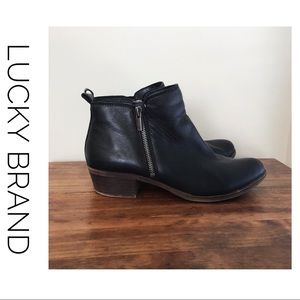 Lucky Brand Black Distressed Ankle Boots